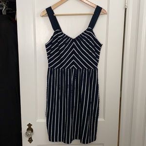 LOFT Navy and White Striped Dress - 4